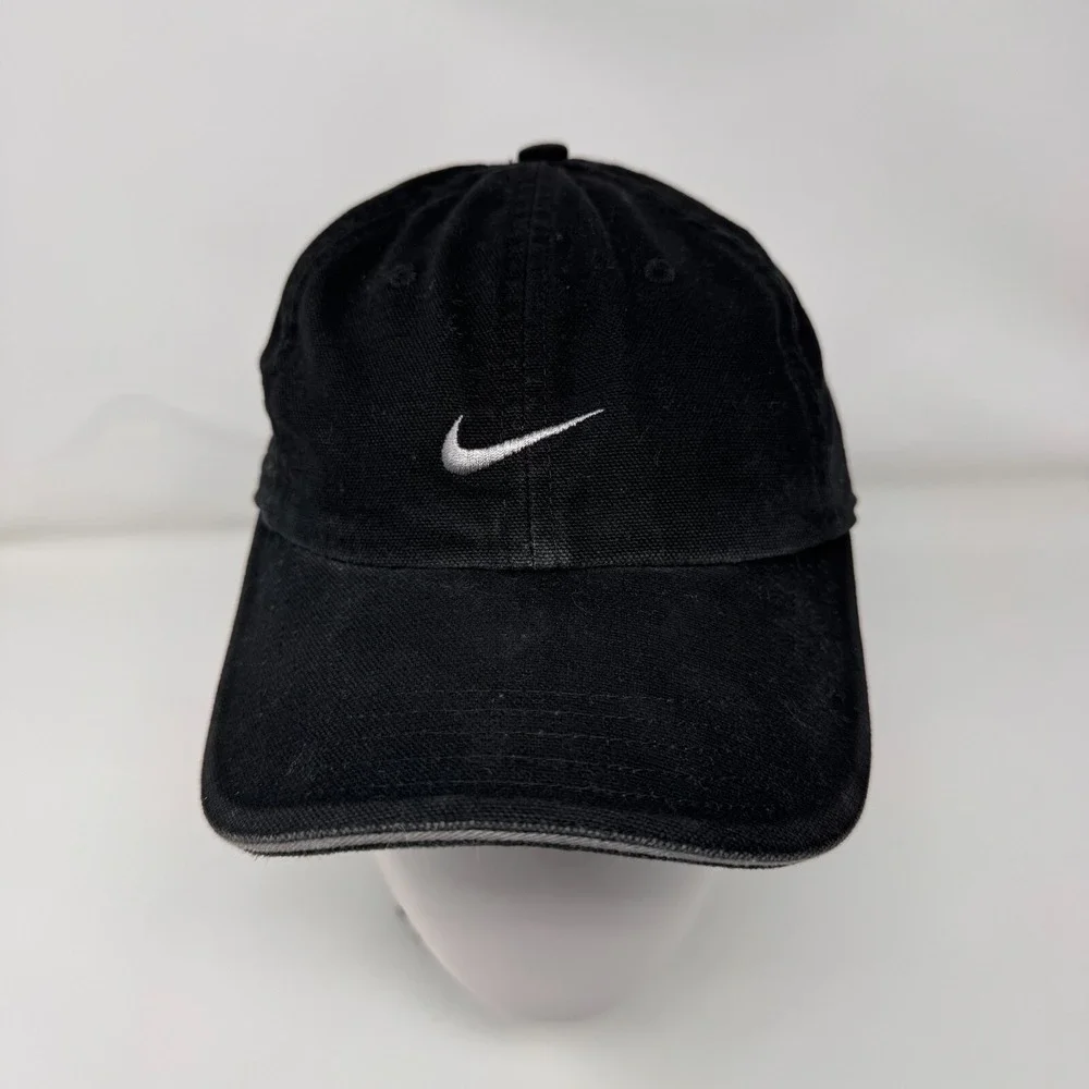 Nike Hat Black Youth One Size Adjustable Swoosh Cap‎ Embroidery Logo